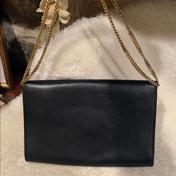 Dior Vintage Elegant Black Leather Shoulder Bag EXCELLENT